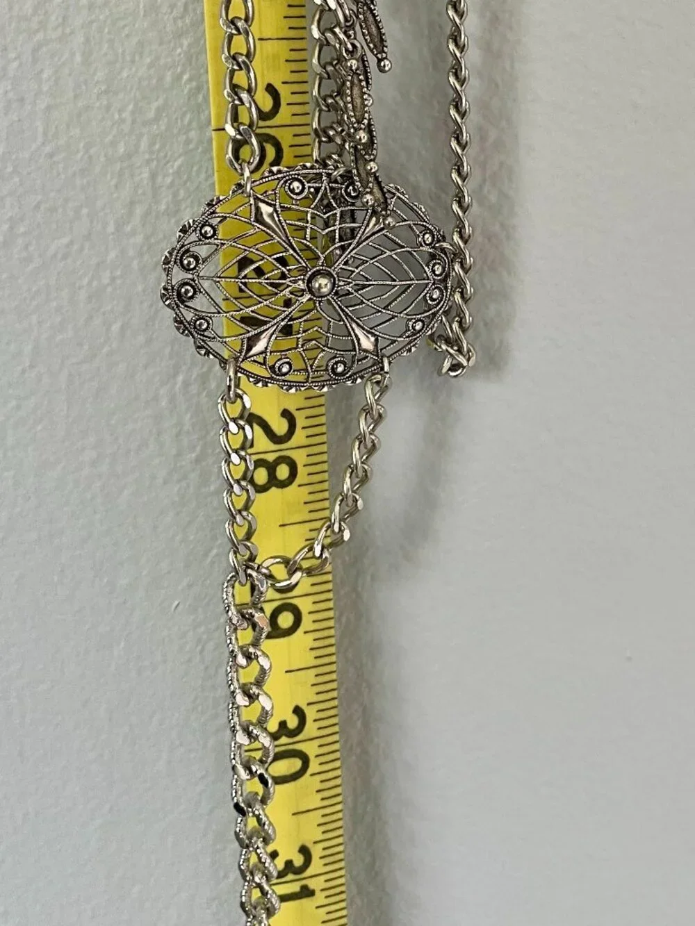 Vintage-Style Silver-Tone Metal Multi-Chain Belt